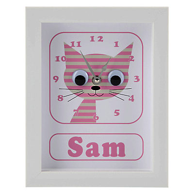 Stripey Cats Personalised Sammy Stripey Cat Framed Clock, 23 x 18cm